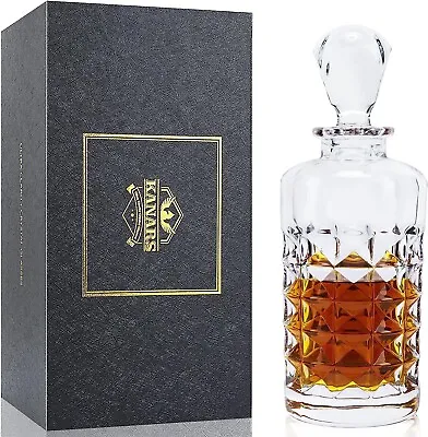 Buy KANARS No-Lead Crystal Whiskey Decanter, Liquor Carafe With Airtight Glass Stopp • 23.35£