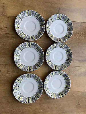Buy X6 Vintage 1950s Barratts Delphatic White Stripes Tablewear Saucers • 5£