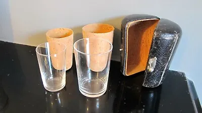 Buy Victorian Travelling Drinking Glasses In Leather Case And Cork Sleeves • 49.99£