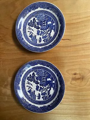 Buy VINTAGE Johnson Brothers Willow Blue & White 2 Saucers READ DESCRIPTION • 15.03£