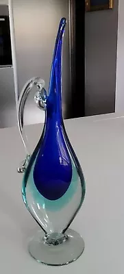 Buy Vintage Murano Sommerso Jug Vase Cobalt Blue And Turquoise 31cm • 55£