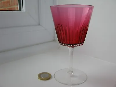 Buy VICTORIAN CRANBERRY Bucket Bowl Wine Glass Cut Decoration To Bowl C10 • 5.98£