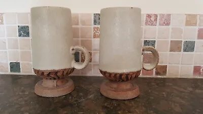 Buy Two Vintage Bernard Rooke Brutalist Early Studio Pottery Goblet Cup  • 50£