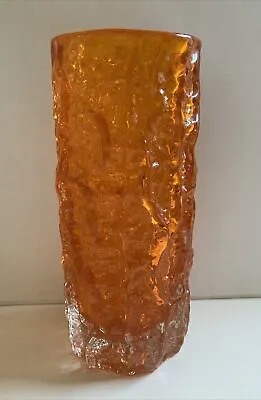 Buy Whitefriars 9690 7.5  Medium Bark Textured Vase. Tangerine Orange Art Glass, MCM • 75£
