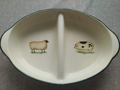 Buy Cloverleaf Pottery Farm Animals Oval Divided Vegetable Serving Dish Preowned • 26.99£
