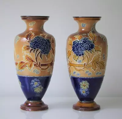 Buy Royal Doulton Lambeth Vases Pair X2 C. 1880 By Helena M Pennett PP • 550£