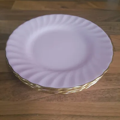 Buy Set Of 4 Beautiful Vintage Minton SHELL PINK /GOLD Tea Plates 16cm. VGC  • 22£