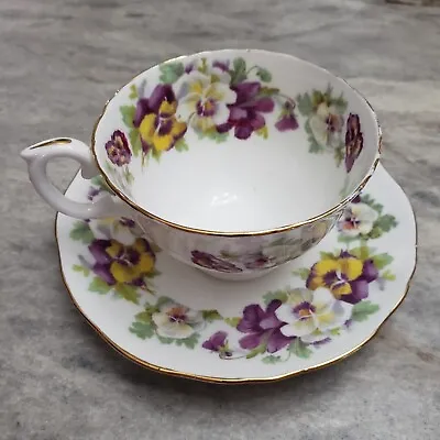 Buy Rare Tea Cup & Saucer Floral Pansies Fine Bone China Crown Staffordshire England • 37.59£