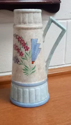 Buy Art Deco Hand Painted Floral Ribbed Vase Jug 29 Cm Beautiful • 50£