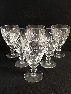 Buy Set Of 6x Webb Corbett  Georgian  Cut Crystal Wine Glasses  4⅝  High Circle Mark • 60£