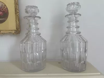 Buy Antique 19th Century Glass Decanters, Georgian, Perfect For Whiskey Or Spirits • 130£