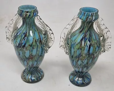 Buy Pair Of Antique Murano Glass Winged Vases Circa 1890 • 39.99£