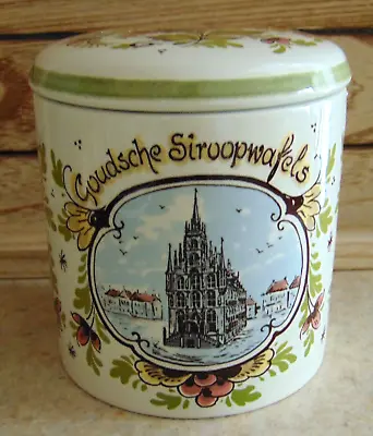 Buy Genuine Gouda Stroopwafel Lidded Jar/4.5 In/Handpainted Delftware/Holland • 27.44£