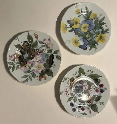 Buy Butterfly And Fruit Limoges France Rochard Salad Plates 7 5/8 In • 49.47£