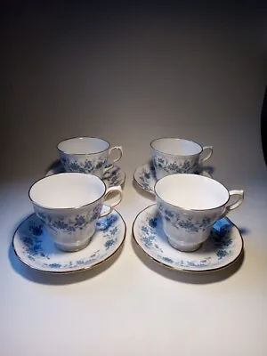 Buy 4 X Colclough Braganza Bone China Periwinkle Tea Cups And Saucers • 20£