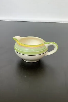 Buy Vintage Grays Pottery Hand Painted Small Jug With Green/Yellow Top Border. • 10£