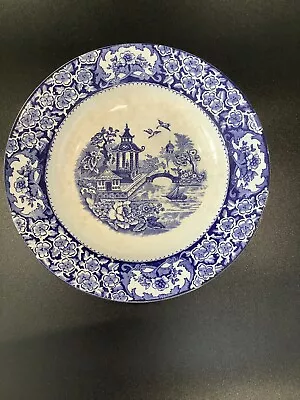 Buy Vintage Olde Allen Ware Large Blue And White Ceramic Bowl Dish 23cm X 6cm • 9.50£