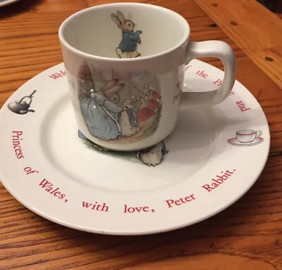 Buy Wedgwood Peter Rabbit Royal Birth Prince William -Charles Lady Diana Plate & Cup • 52.16£