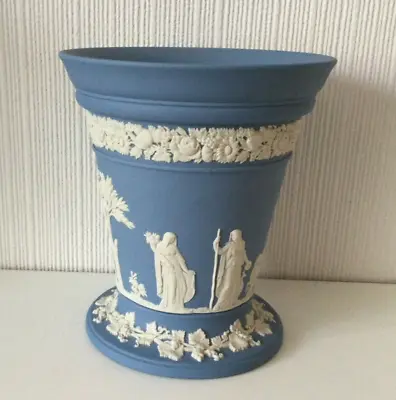 Buy Large Wedgwood Solid Blue Jasper Vase With Frog • 29.99£