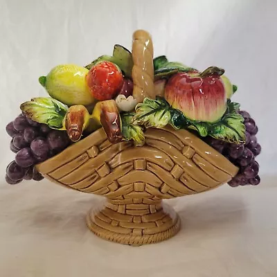 Buy Vintage Japan Porcelain Fruit Basket # 11/479 Crown? Grape Lemon Majolica Capo? • 28.94£