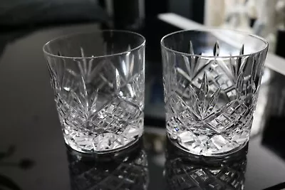 Buy 2 X VINTAGE CUT CRYSTAL OLD FASHIONED WHISKY SPIRITS TUMBLERS • 14.99£