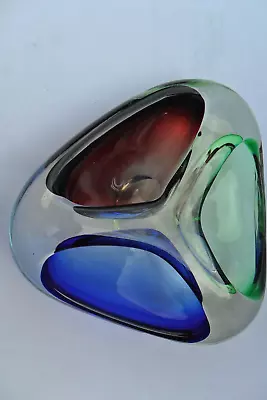 Buy Vintage Retro Murano Glass Tri -Coloured 3 Section Dish Bowl   • 12.50£