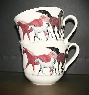 Buy Roy Kirkham Breakfast Cups Set Of TWO 'Horses' Fine Bone China Seconds • 15£