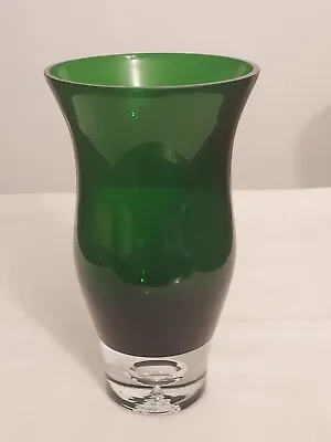 Buy MCM Krosno EMERALD GREEN Kosta Boda CONTROLLED BUBBLE Art Glass VASE Bottom Drop • 47.43£