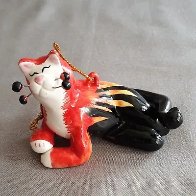 Buy Amy Lecombe  Hot Rod  Flames Cat Ceramic Ornament HP Annaco Creations • 12.49£