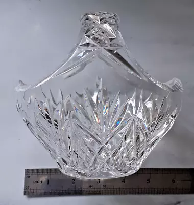 Buy Vintage Bohemian Hand Cut 24% Sparkling Lead Crystal Basket Shaped Vase • 3.50£