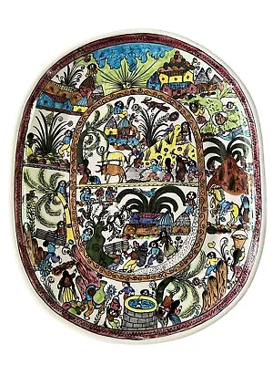 Buy Large Guerrero Mexican Pottery Oval Platter Signed By Artist Jesus Roman Diego • 70.21£