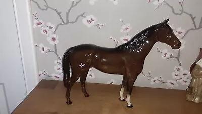 Buy Beswick Large Race Horse 12  Tall Vintage Brown Gloss Model Good Condition.  • 85£