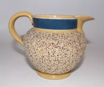 Buy Early C19th Yellow Mocha Ware Sanded Pottery Cream Jug C1820 Blue Band • 55£