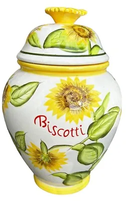 Buy Vtg Nonni's Biscotti Cookie Jar Canister Yellow Sunflowers Hand Painted Ceramic • 28.76£