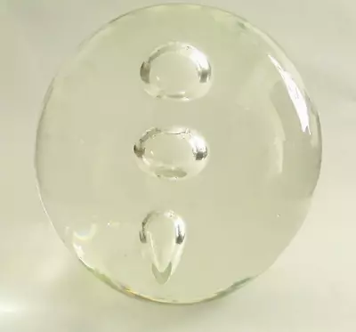 Buy Large Clear Glass Paperweight With 3 Large Bubbles • 14.95£