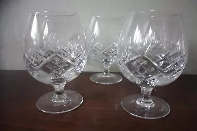 Buy Set Of 6 Ornate Cut Crystal Brandy Glasses. 12cm High, Excellent Condition • 20£