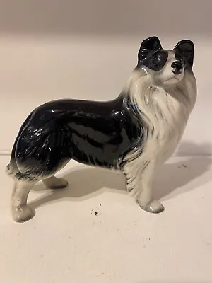 Buy Vintage China Dog Figure Black White Collie By Melba Ware England  • 9.99£