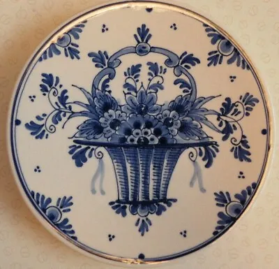 Buy Vintage Delft Ware Decorative Wall Hanging Plate Blue Flower Basket Delft CBR G1 • 10£
