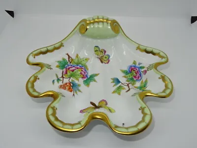 Buy Herend Hungary Queen Victoria Scalloped Shell Dish - Flowers Butterflies • 175£