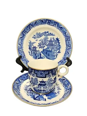 Buy Royal Worcester Blue & White Willow Pattern Design Trio Teacup Saucer Cake Plate • 6£