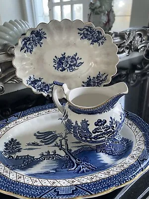 Buy Real Old Willow/ Arklow Plate And Jug. Blue/gold Serving Dish.  • 29.93£