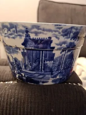 Buy Cauldon England Ceramic Plant Pot In Blue And White • 17£