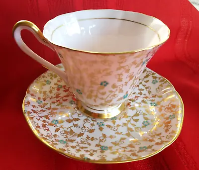Buy Tuscan Footed Cup & Saucer Fine English Bone China Gold Chintz Floral 1471H Pink • 94.86£