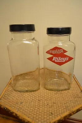 Buy 2 X Vintage Glass Sweet Shop Jars. Riley's Toffee, Halifax. • 15£