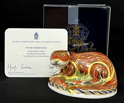 Buy Royal Crown Derby Otter Boxed Paperweight Guild Of China Gold Signature Edition • 79.95£