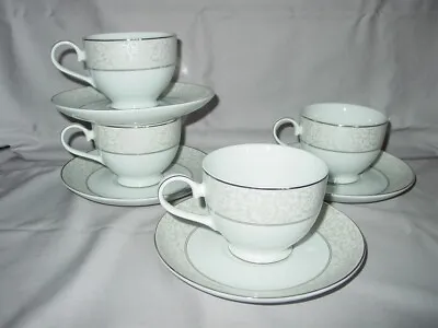 Buy Set Of Four (4) MIKASA Parchment Fine China Tea Cups & Saucers - L3438 • 11.36£