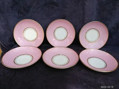 Buy Lot Of 6 Antique Scottish Glasgow J&M P Bell Pink Porcelain Saucers 19th Century • 20£
