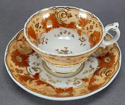 Buy Ridgway Pattern 2/3197 Orange & Gold Floral Apricot Tea Cup & Saucer B • 119.88£