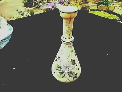 Buy  Pretty Victorian Milk Glass Vase, Hand Painted Enamel Floral Flowers 6 5/8  • 30£