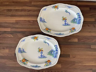 Buy 2 X Alfred Meakin England Gloria Shaped Swallow And Marigold Serving Plates • 9.99£